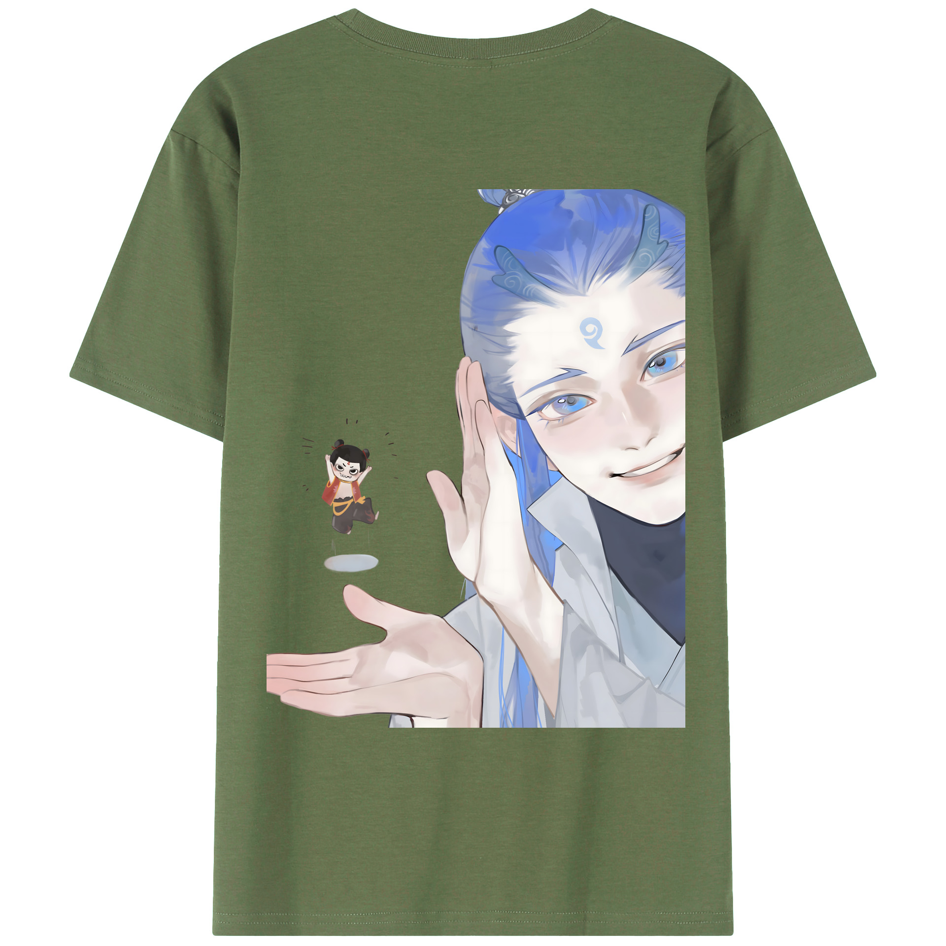 （画像用） Ne Zha 2 ナタ 魔童の大暴れ 綿100％ メンズ半袖Tシャツ（バックプリント） 通気性